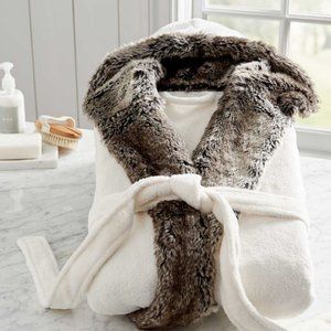 Faux Fur Ombre Robe - Grey Trim